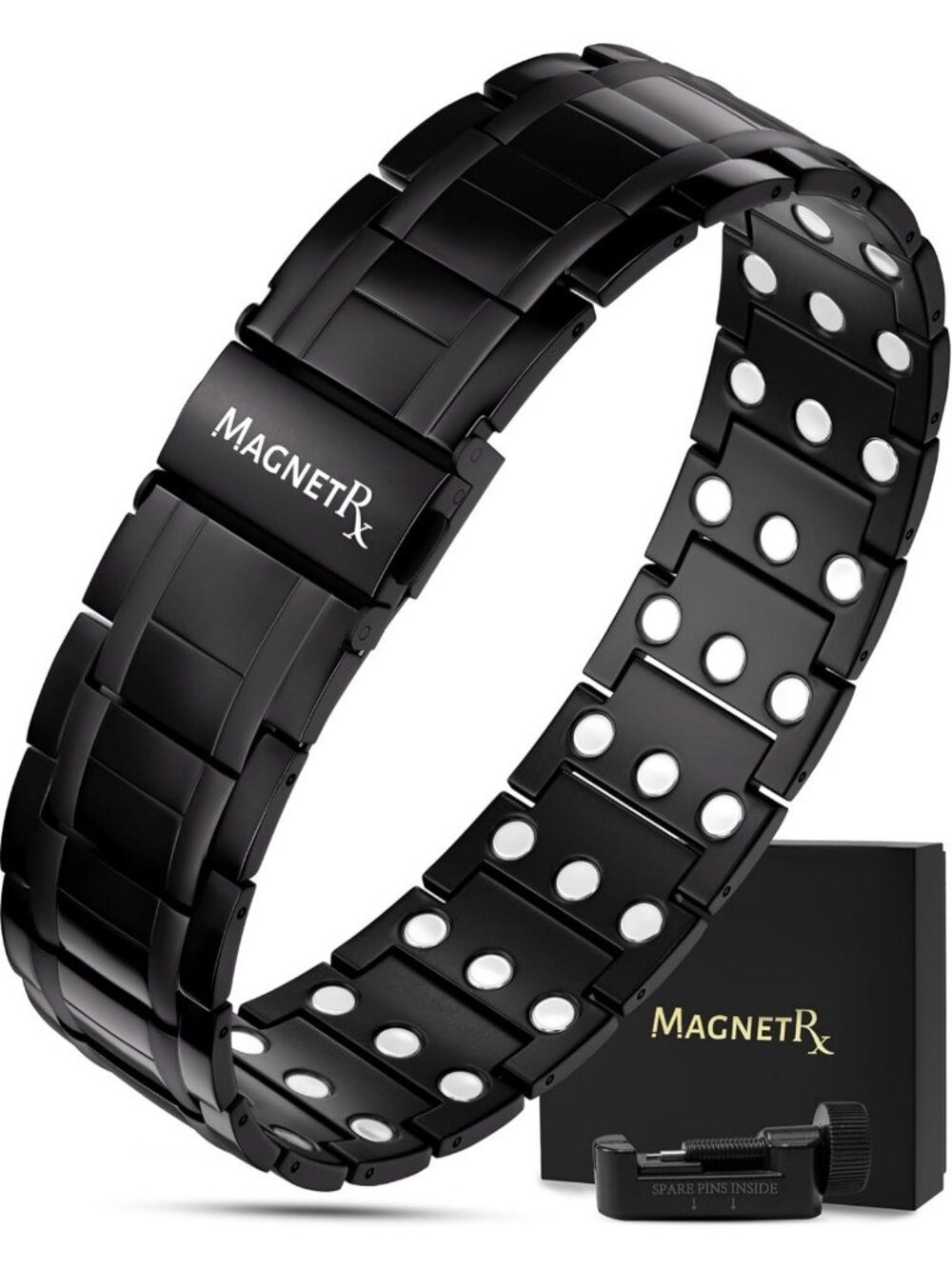 3X Strength Titanium Magnetic Bracelet for Men - Stylish Black Design, Pain